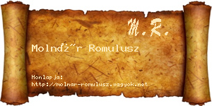 Molnár Romulusz névjegykártya